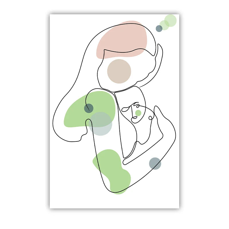 Mordern Abstract Line Wall Art, Minimalist Mother and Baby Canvas Painting, Mother Gift Poster Print For Room Bedroom Decor Peaceful Pleasures Health and Wellness 02 20x25cm No Frame China Mainland