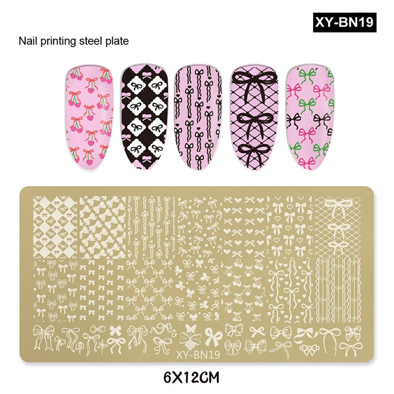 Nail Stamping Plates 12x6cm – Butterfly Flower Bowknot Designs