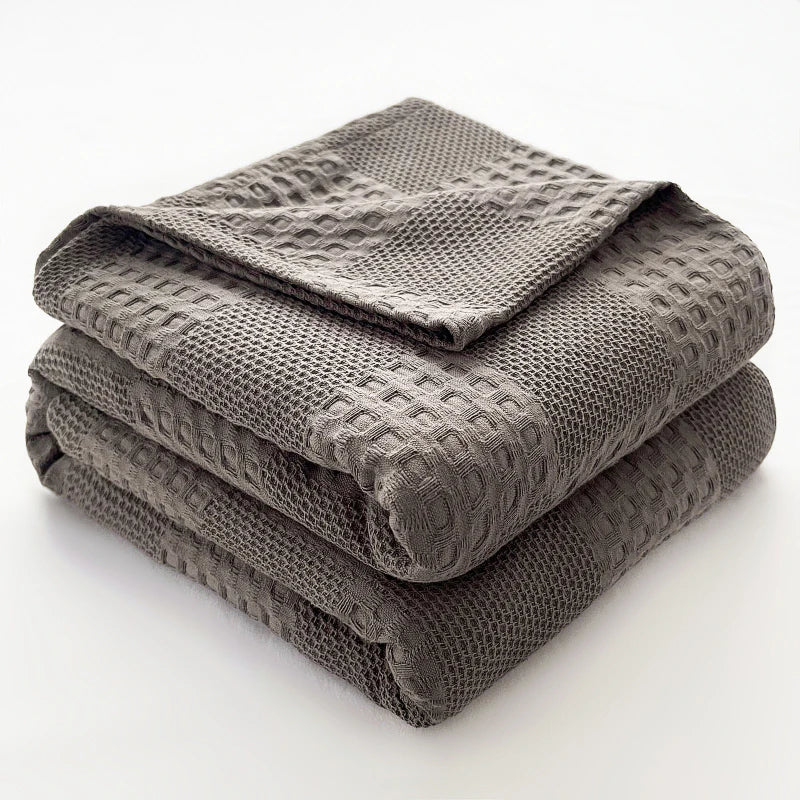Battilo 100% Cotton Waffle Throw Blanket – Soft & Breathable
