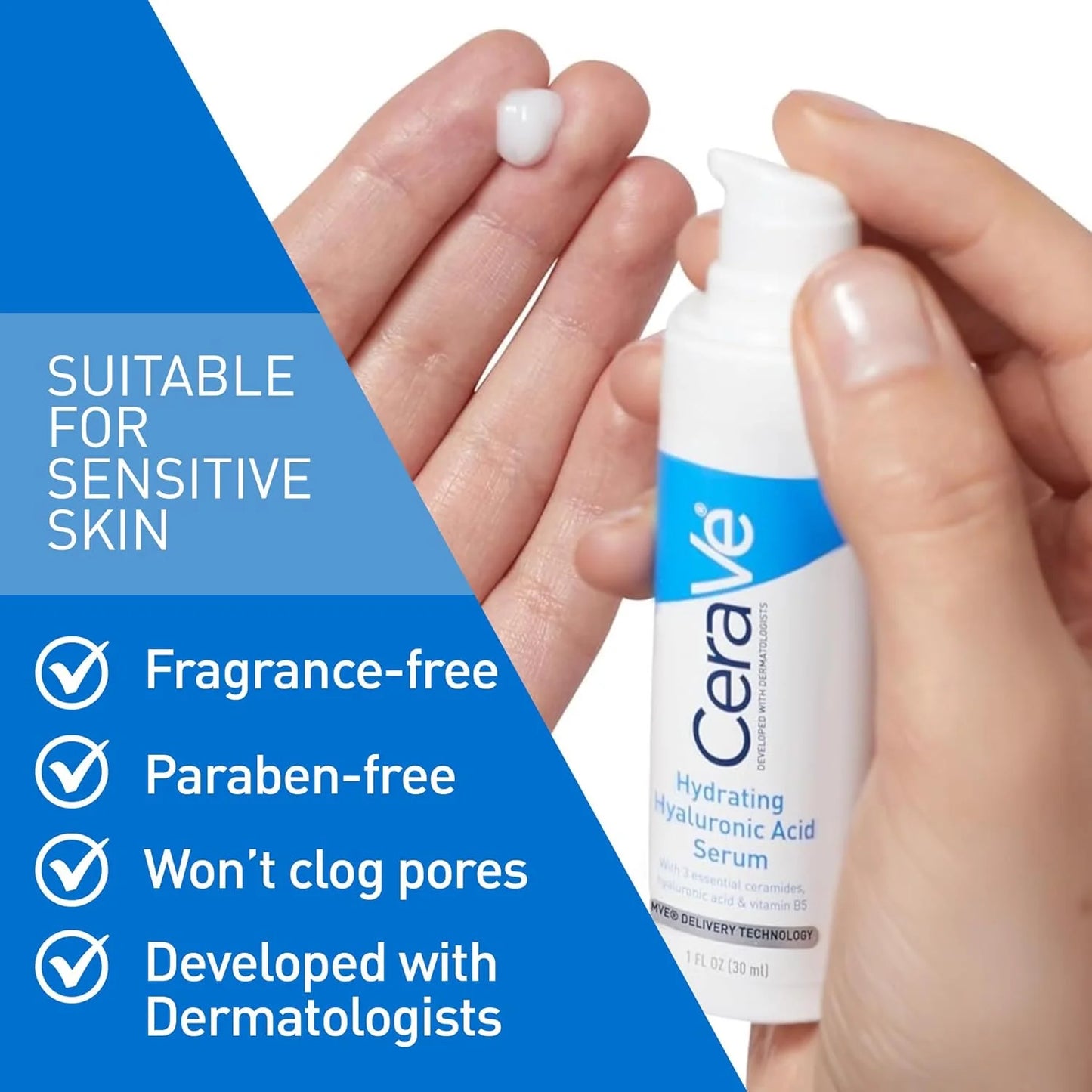 CeraVe Hyaluronic Acid Serum – Vitamin B5 & Ceramides, 1 oz