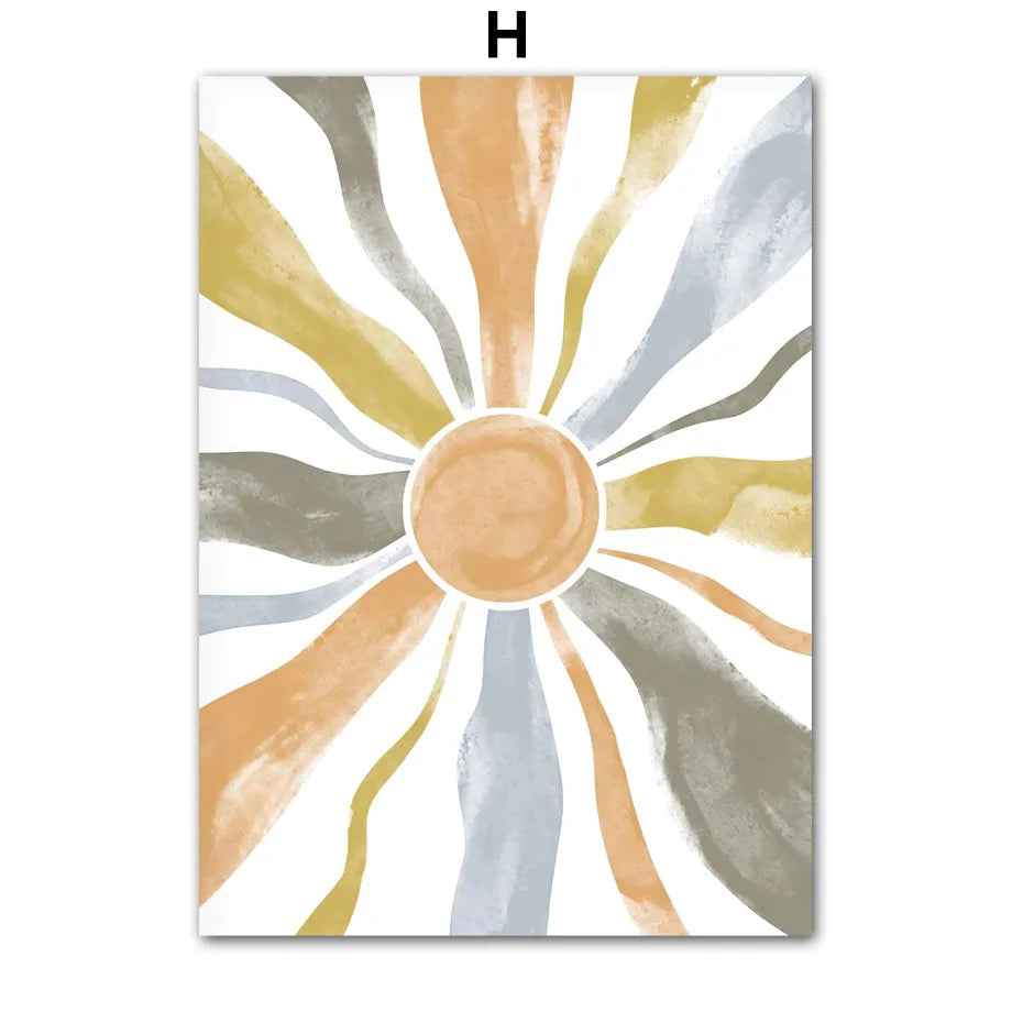 Boho Abstract Canvas Wall Art | Nordic Botanical Print Unframed