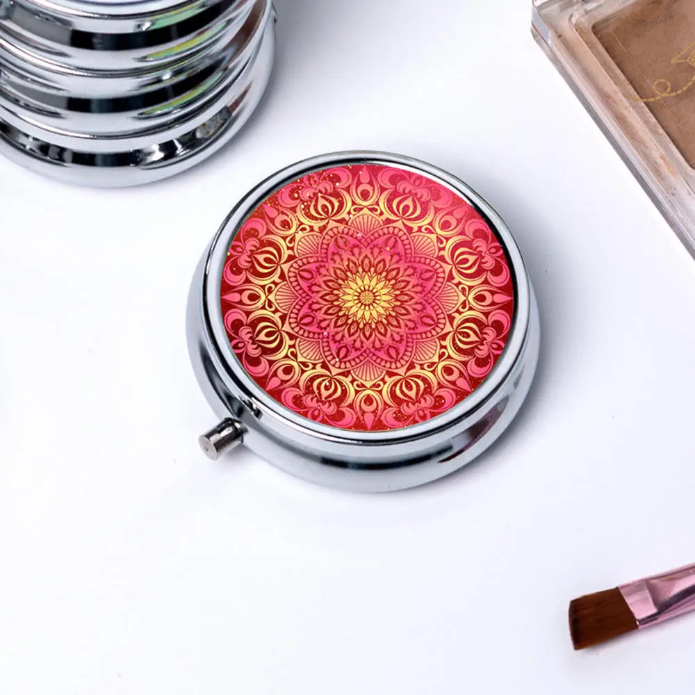 Portable 3 Cell Metal Pill Boxes Stainless Steel Round Pill Boxes Medicine Organizer Container Medicine Case Splitters Pill Box Peaceful Pleasures Health and Wellness A