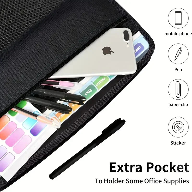 13-Pocket Accordion File Organizer with Zipper & Pencil Pouch