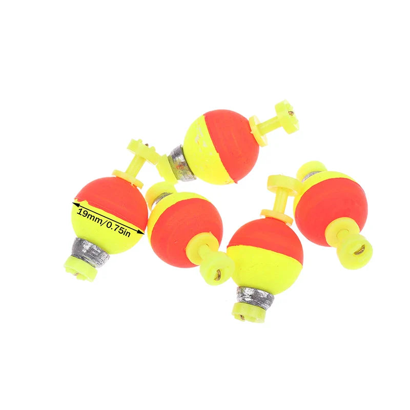 5-Pack Snap-On Fishing Bobber Floats – Weighted EVA Foam