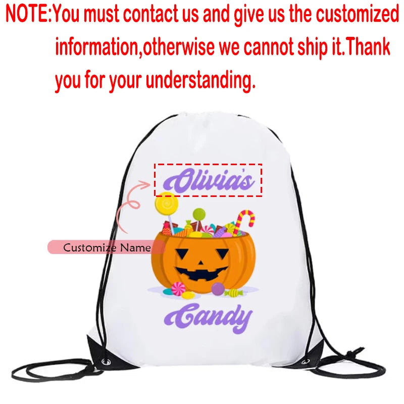 Personalized Halloween Drawstring Backpack | Custom Trick or Treat Bag Personalized Drawstring Bag Peaceful Pleasures Health and Wellness Custom B 40X30cm