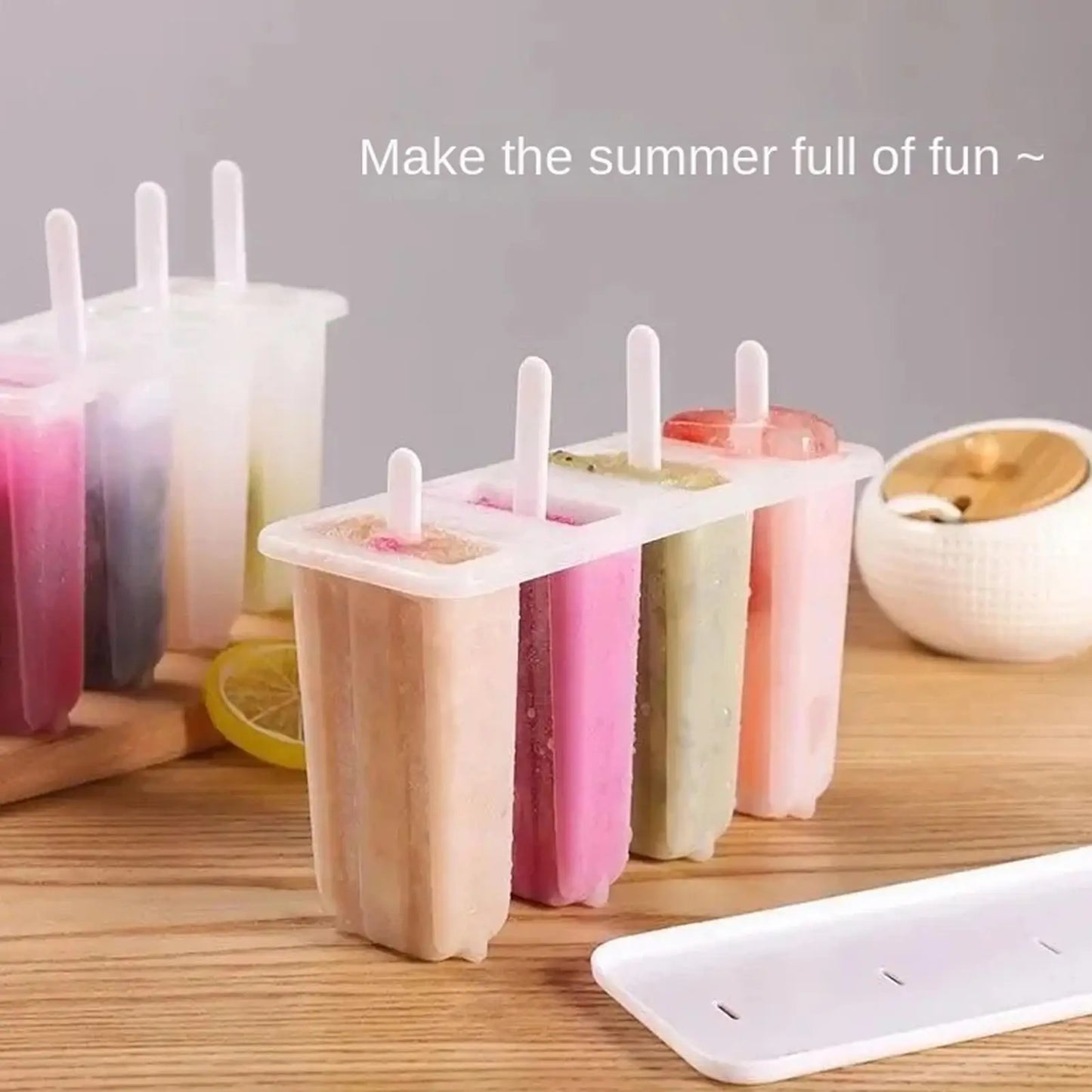 4-Cavity Popsicle Mold with Lid – DIY Ice Cream & Ice Pop Tray