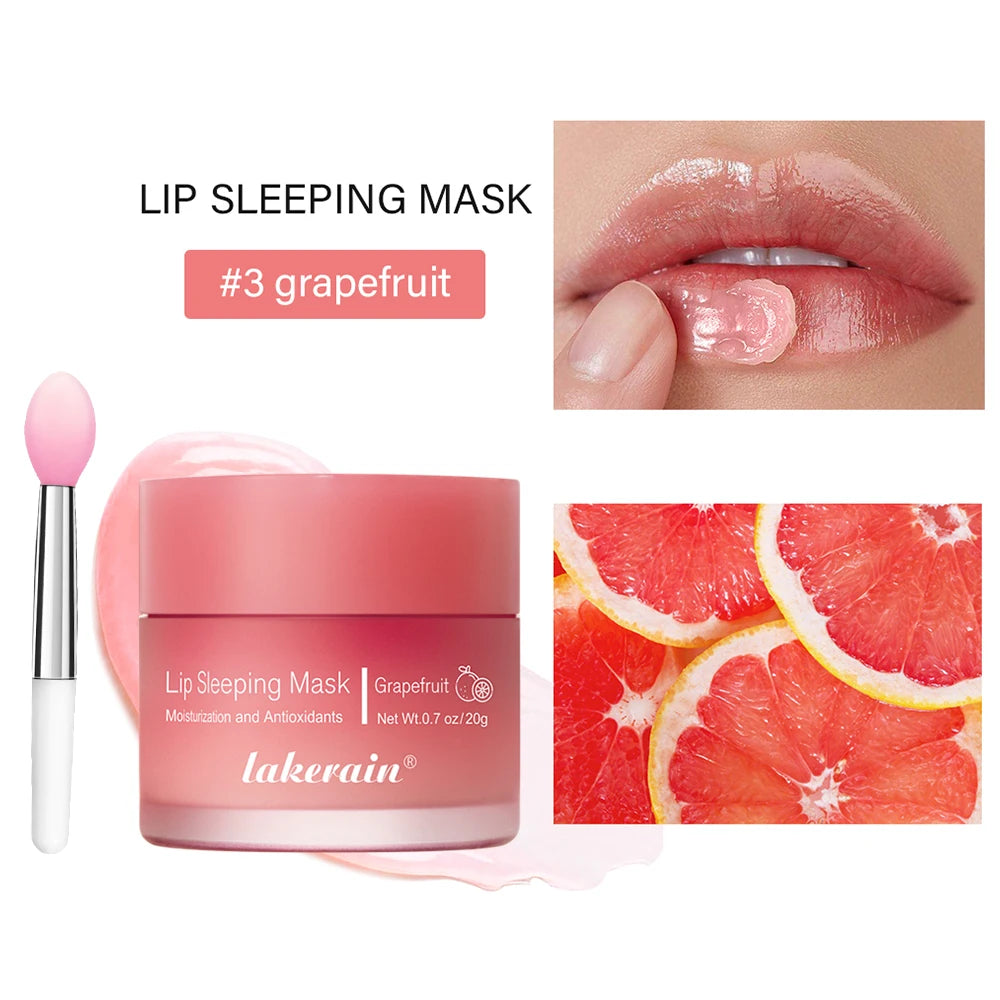 Lip Sleeping Mask Nourishing Overnight Lip Treatment Vitamin C Moisturizer Butter Hydrating Dry Flaky Lips Skin Care Peaceful Pleasures Health and Wellness 03 grapefruit brush