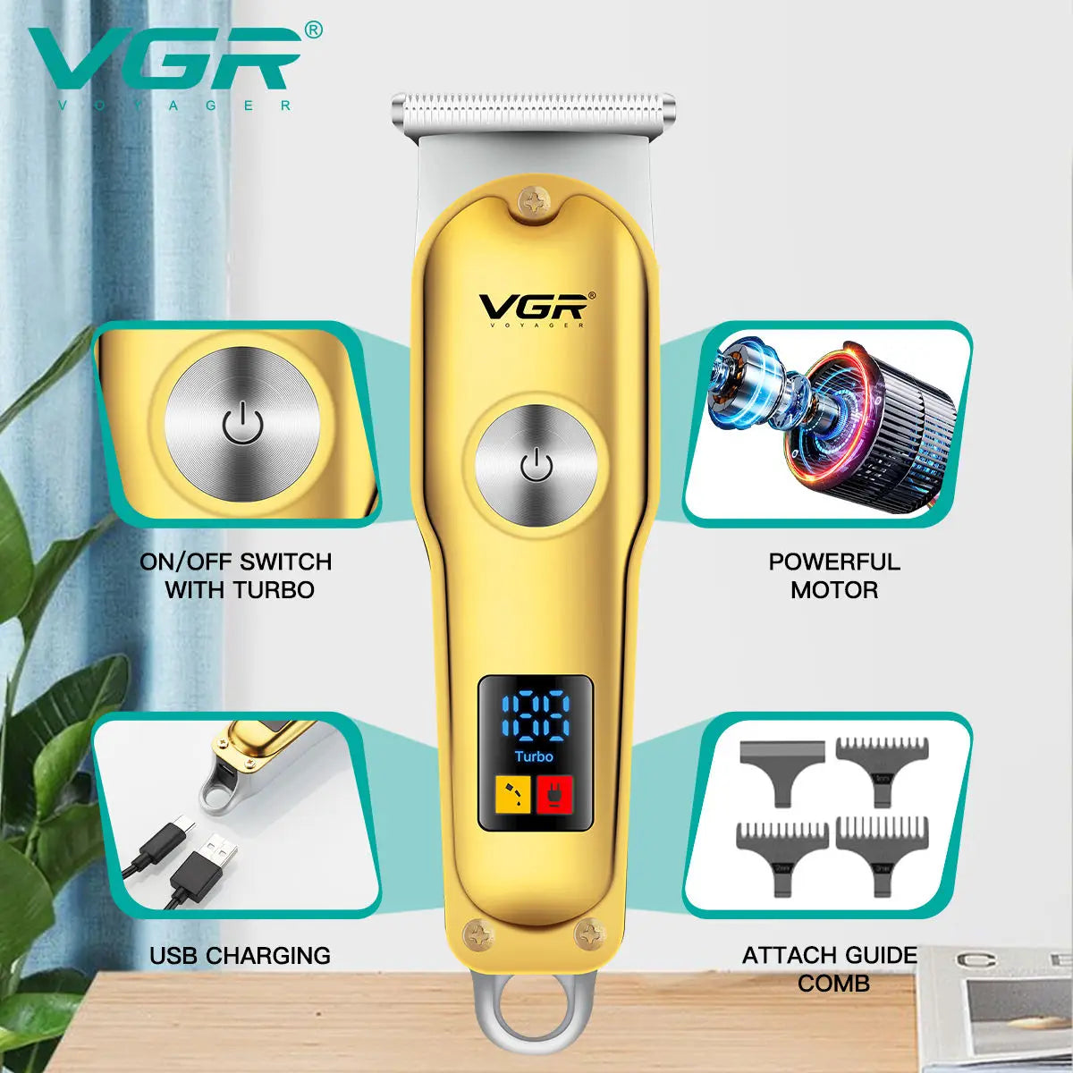 VGR 290 Mini Hair Cutting Machine Cordless Electric Hair Clipper Professional Bald Haircut Machine Barber Hair Trimmer for Men Peaceful Pleasures Health and Wellness