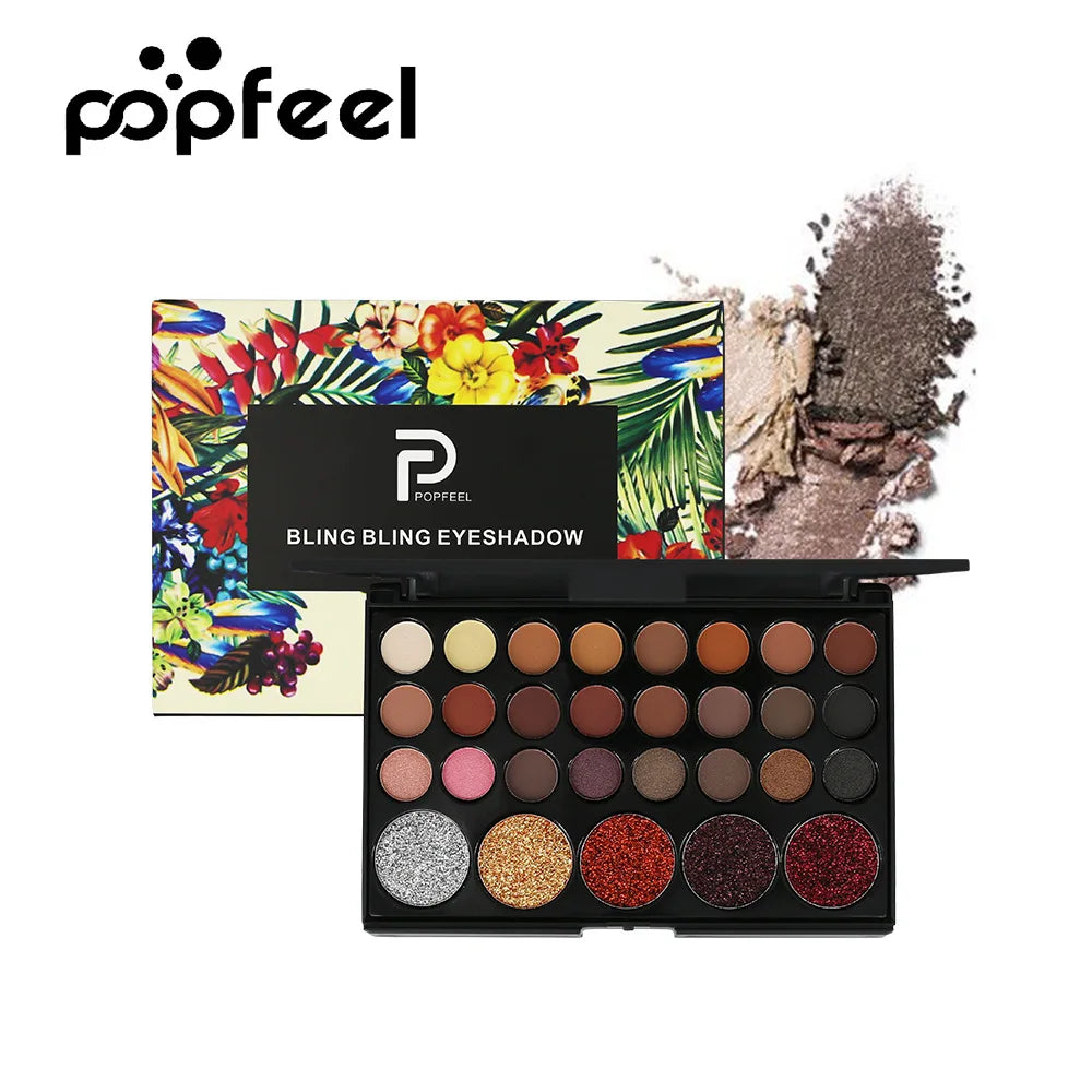 29-Color Eyeshadow Palette – Shimmer, Glitter & Matte Nudes