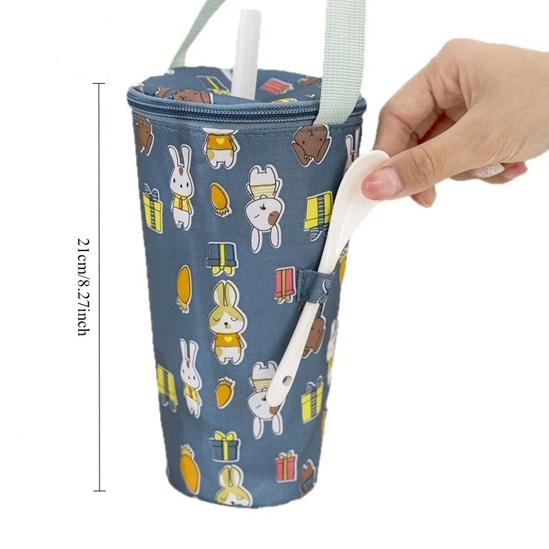 Insulated Milk Tea Tote Bag | Portable Cup Carrier & Umbrella Bag