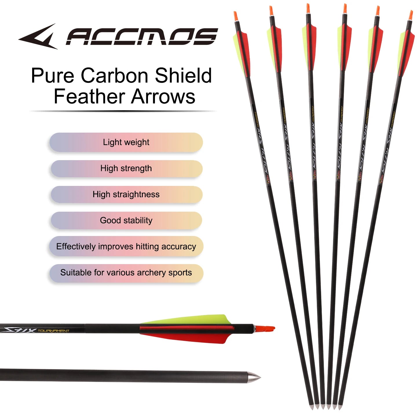 6 12 Pure Carbon Arrow Spine 200 250 300 350 Shaft Compound Recurve
