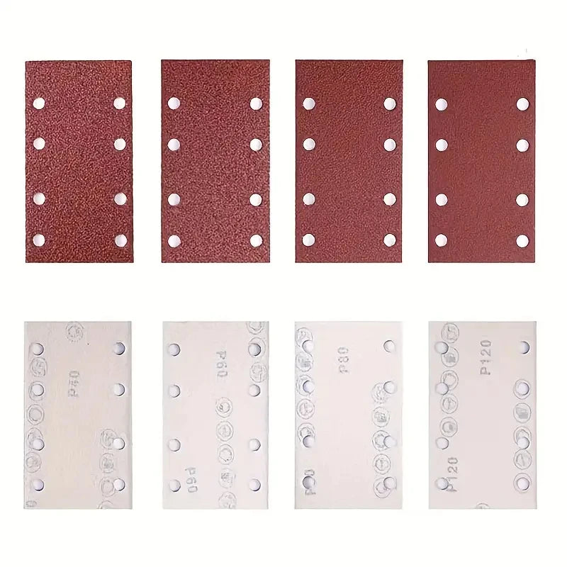 10 8-Hole Rectangular Premium Flocked Sandpaper Sheets Self-adhesive