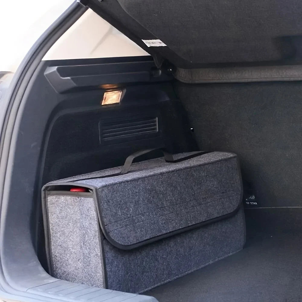 Canvas Car Trunk Organizer Box with Felt Cloth Interior