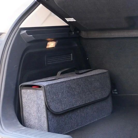 Canvas Car Trunk Organizer Box with Felt Cloth Interior Car Trunk Organizer Oasis Select GRAY
