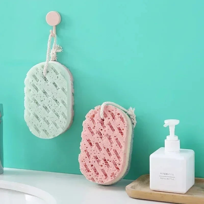Colorful Three-layer Sponge Bath Sponge Massage Brush Thickened Adult Hanging Foaming Scrubbing Towel Exfoliating Bath Sponge Peaceful Pleasures Health and Wellness