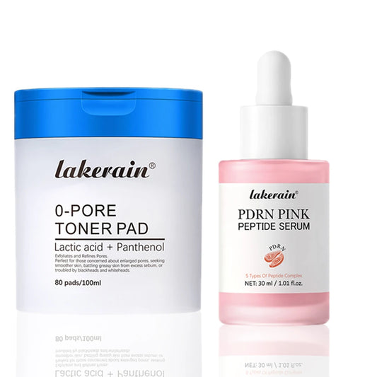 Lakerain 2Pcs Skincare Set 0‑Pore Toner Pad Pink Peptide Salmon DNA Glow Serum Pure Shea Butter Pore Care Moisturizer Peaceful Pleasures Health and Wellness 1set