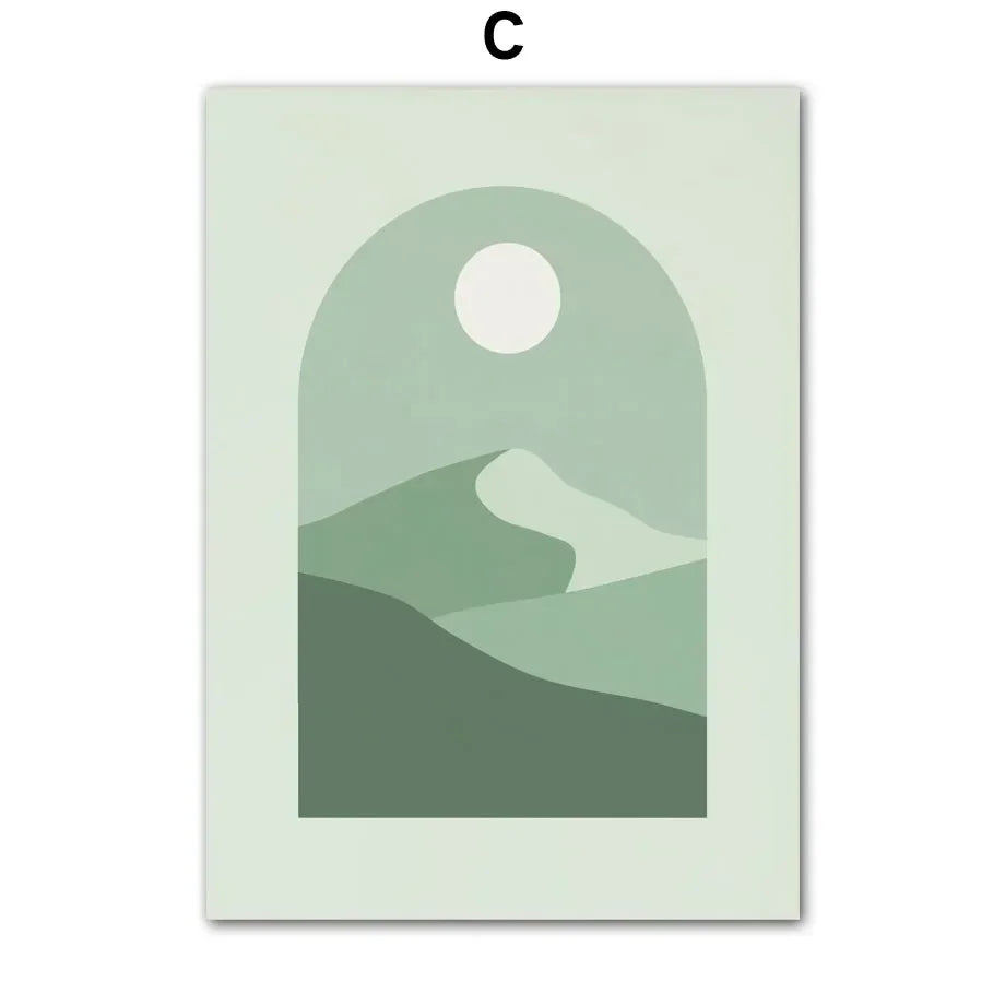 Sun Moon Abstract Landscape Canvas Wall Art Print | Unframed