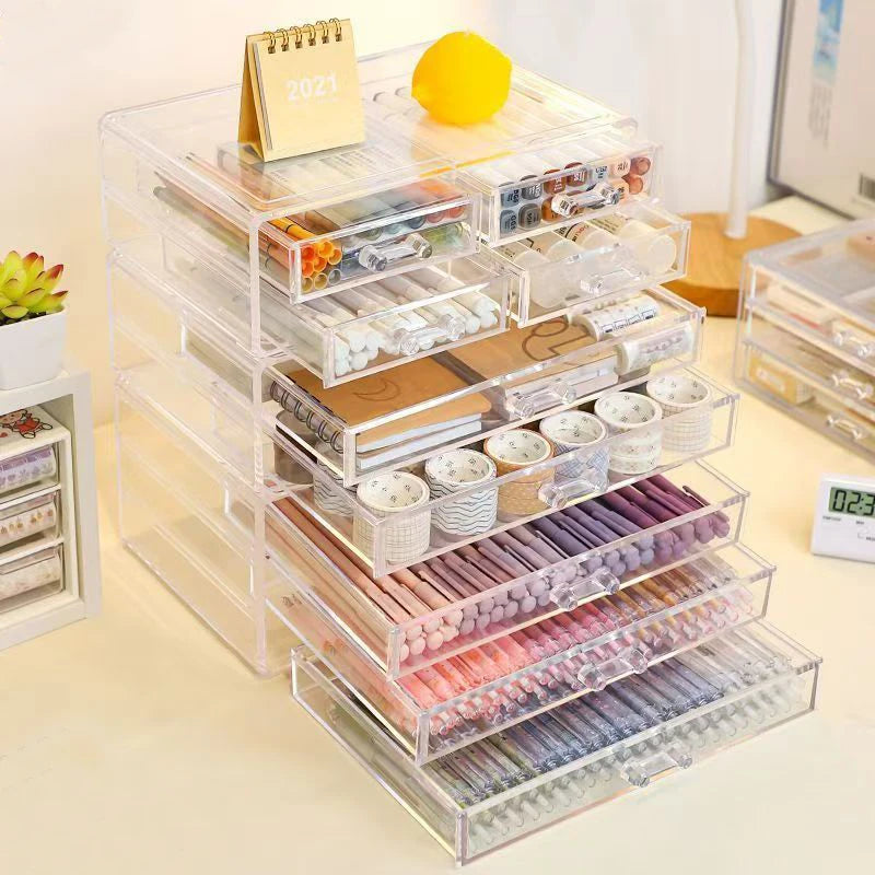 Clear Stackable Desk Organizer with Drawers – Makeup & Office Supply Storage Box Peaceful Pleasures Health and Wellness