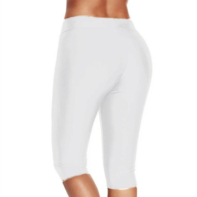Women High Waisted Yoga Pants Squat proof Cropped Training Tights Female Sports Fitness Gym Flex Capri Leggings For Ladies Peaceful Pleasures Health and Wellness White M