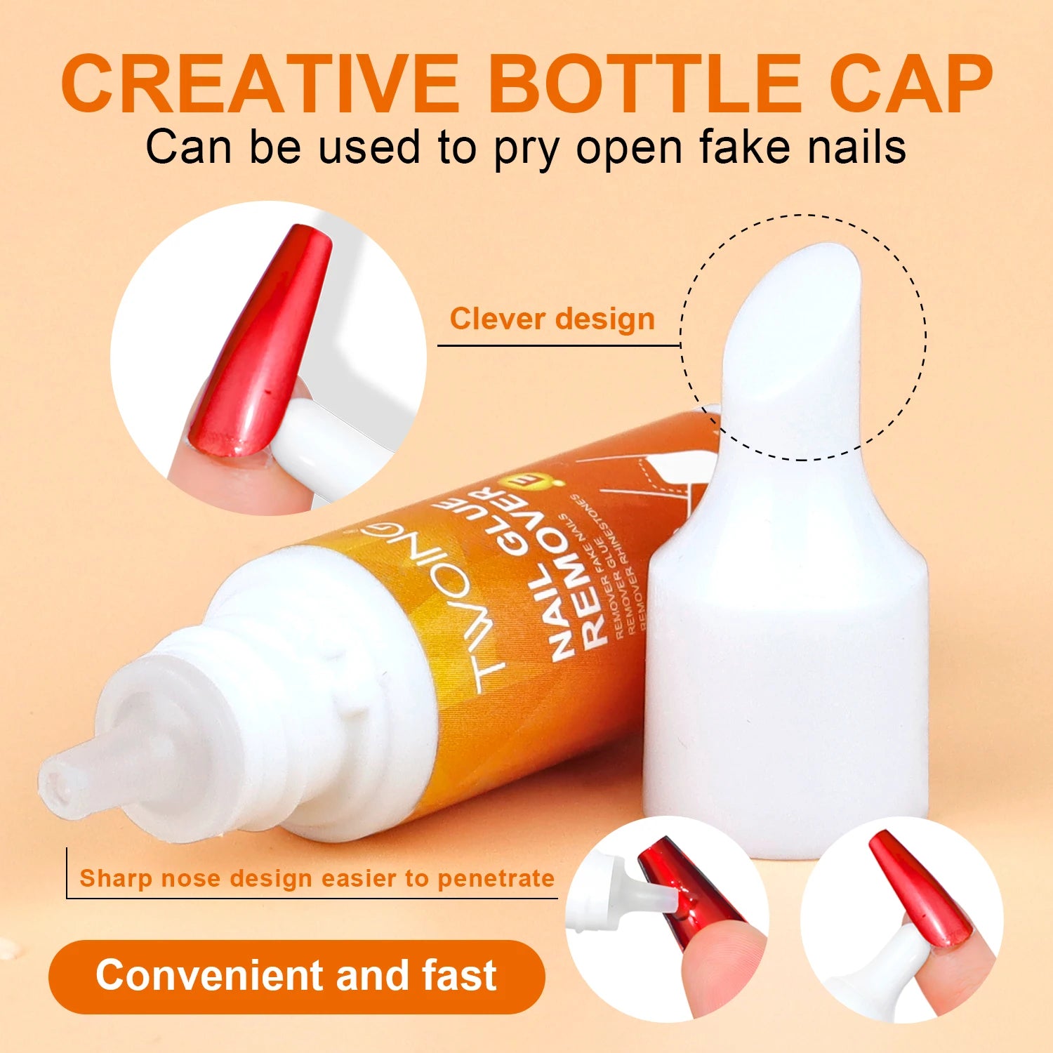 TWOING False Nail Tips Solid Adhesives Gel Remover Nail Liquid Easy To Soften Remover Press On Nails Gel Fake Tips Remover Tools Peaceful Pleasures Health and Wellness