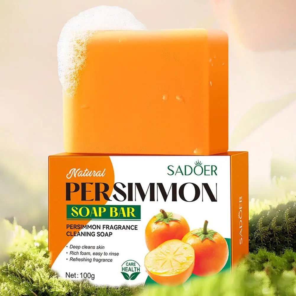 Persimmon Soap 100g Eliminates Odors Oil Control Refreshing Soft Smooth Professional Skin Cleaning Dirt Remover Wash Soap Bar Peaceful Pleasures Health and Wellness