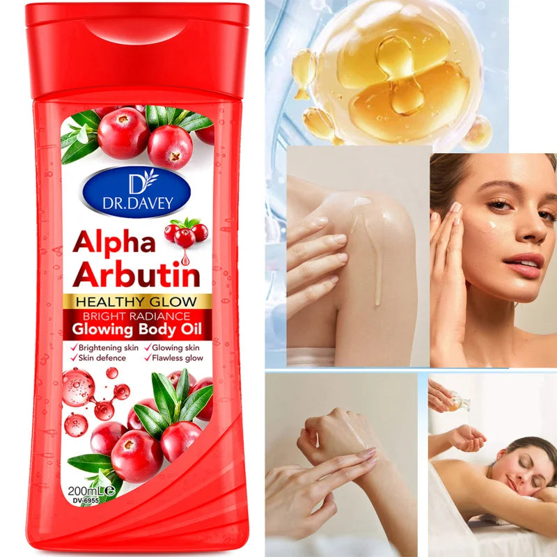 200ml DR.DAVEY Alpha Arbutin Body Oil Skin Care Suitable for All Seasons Moisturizes Skin Large Volume Full-Body Essential Oil Peaceful Pleasures Health and Wellness