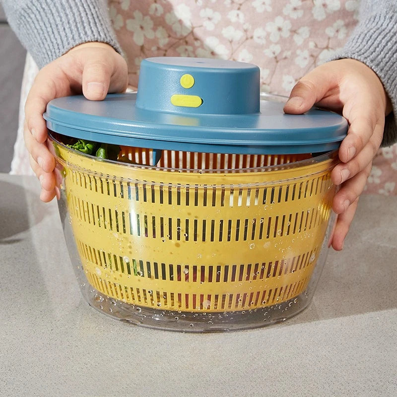 New Salad Spinner Electric/Manual Vegetable Dehydrator Multifunction Food Fruit Dryer Quick Drying Drain Basket Kitchen Tools Peaceful Pleasures Health and Wellness