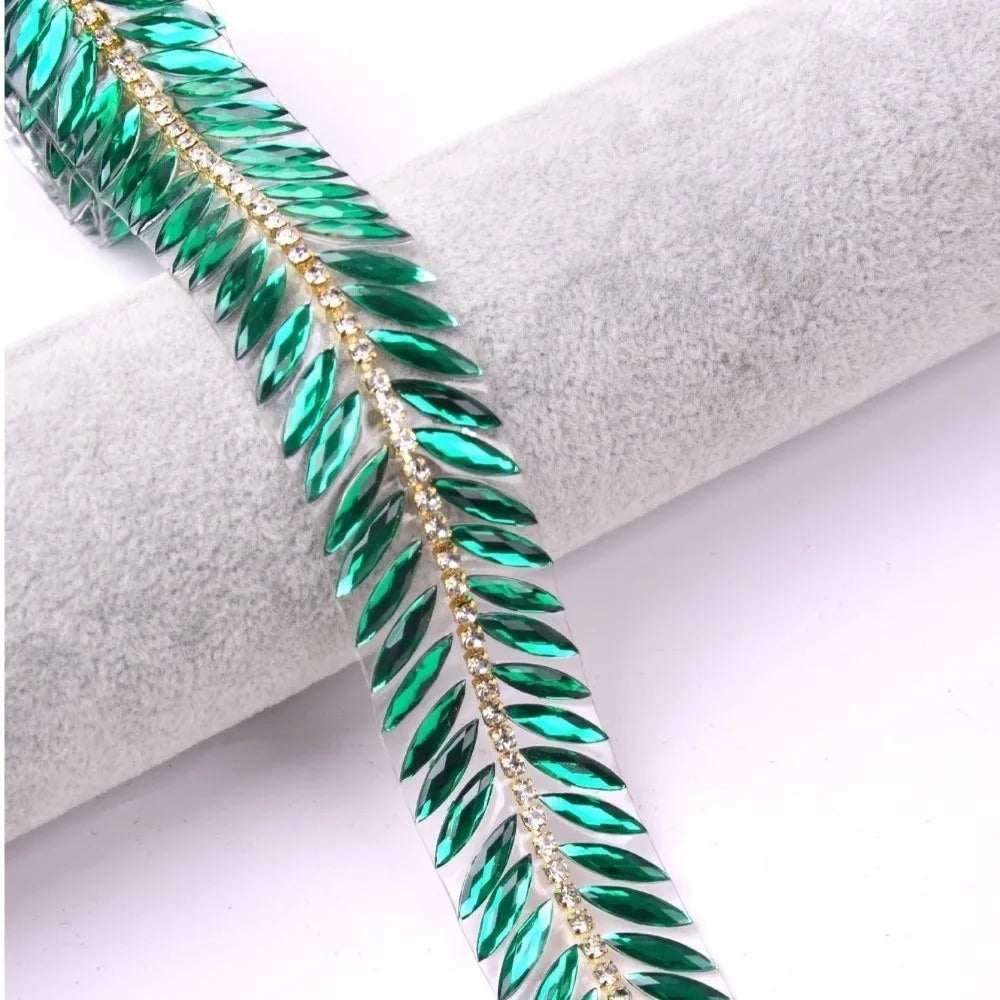 Iron-On Rhinestone Ribbon Trim 1 Yard | DIY Crystal Decoration