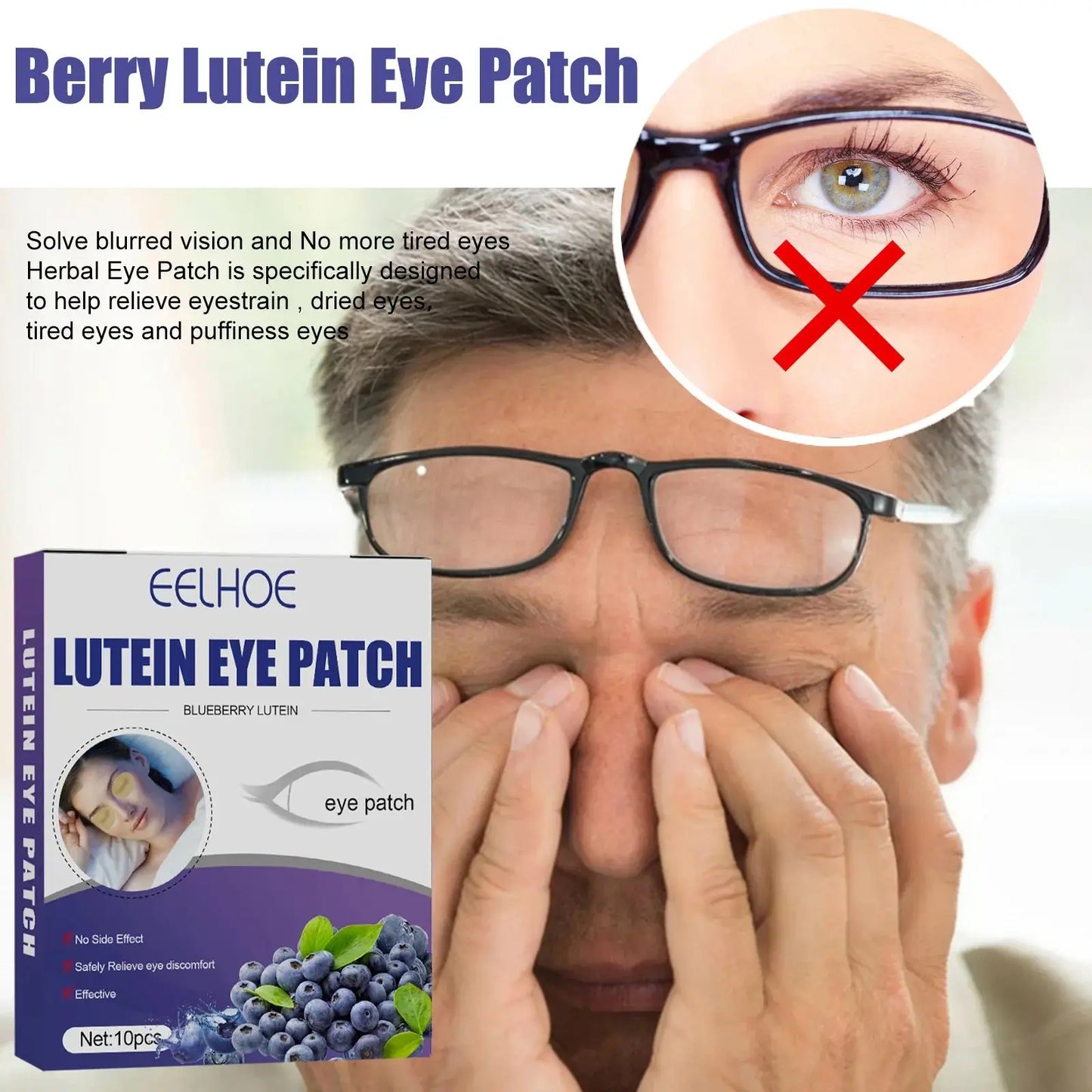 EELHOE Blueberry Lutein Eye Patch for Fatigue Relief Peaceful Pleasures Health and Wellness