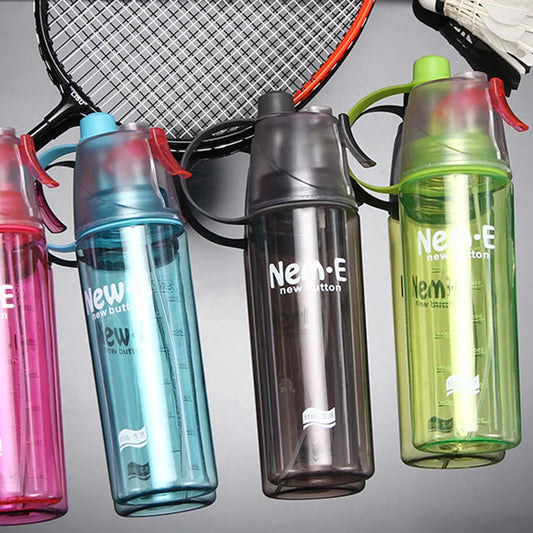 Sports Spray Water Cup Plastic Outdoor Water Bottle Cooling and Replenishing Water Bottle Creative Gift Spray Cup Peaceful Pleasures Health and Wellness
