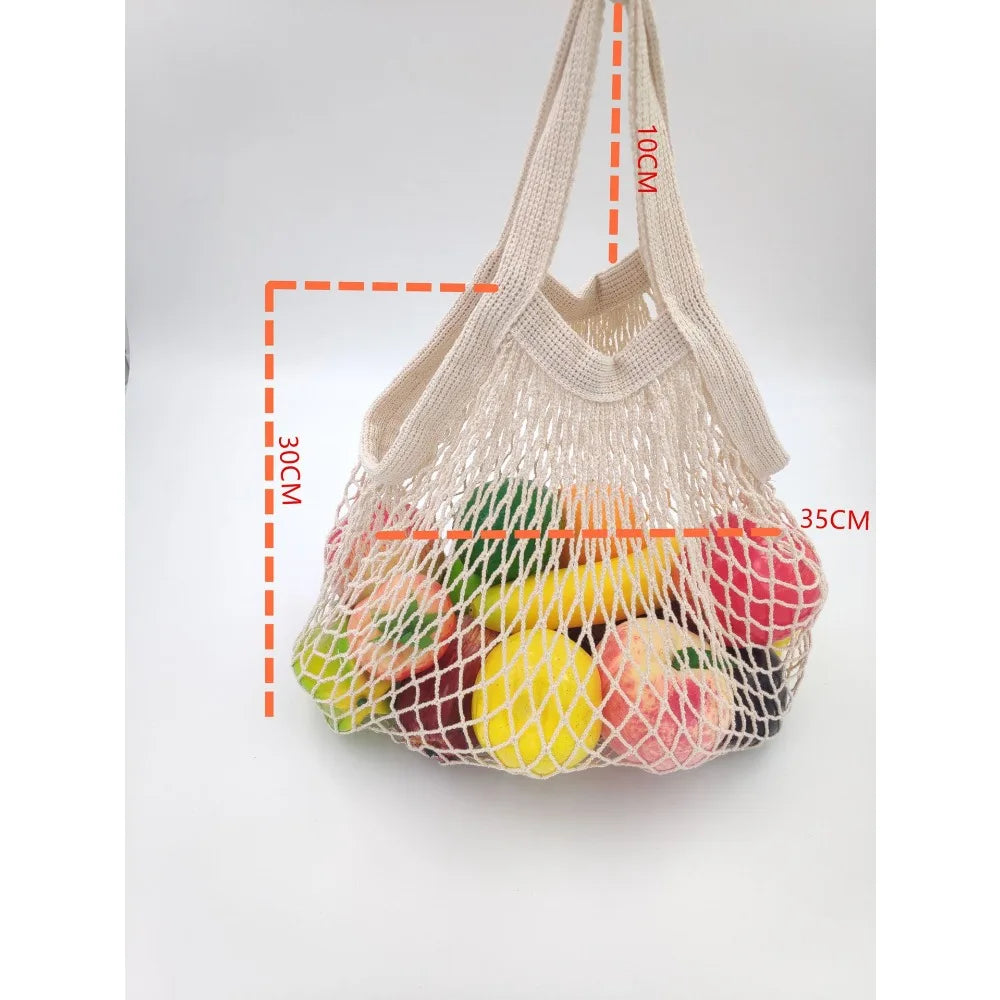 Portable Shopping Mesh Bags For Net Bag Fruit Vegetable Washable Storage Eco-Friendly Handbag Cotton Foldable Bag For Shopping Peaceful Pleasures Health and Wellness