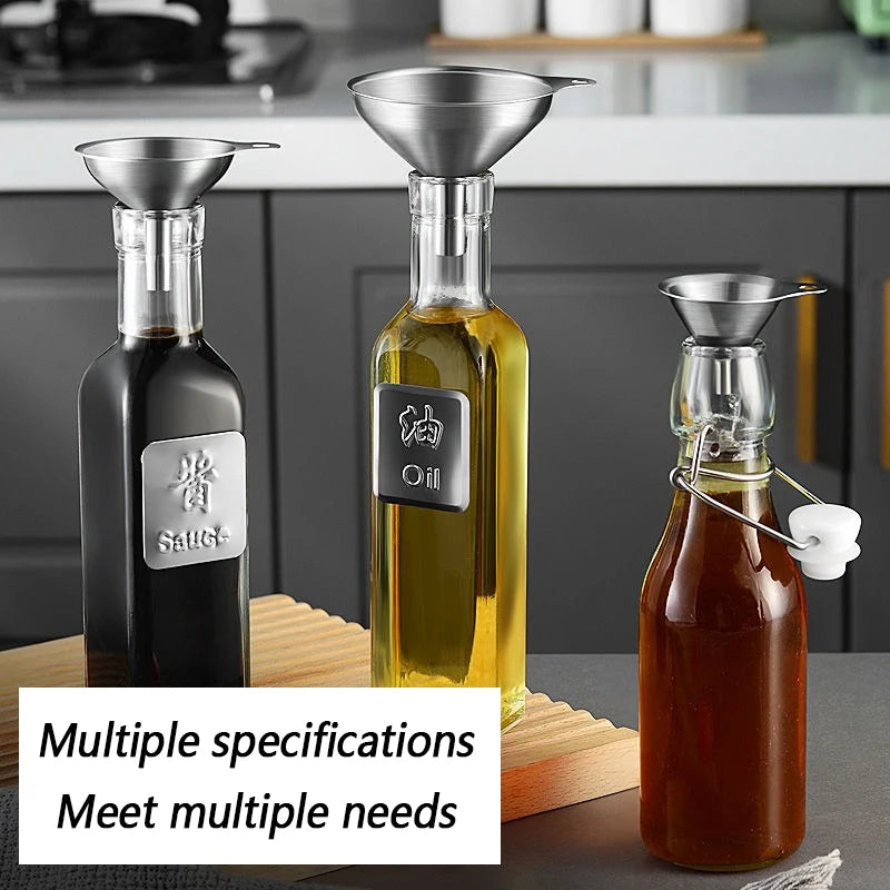 Stainless Steel Kitchen Funnel Set – 3 Sizes for Bottles, Essential Oils & Spices