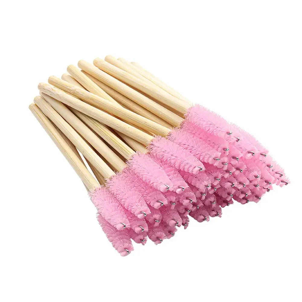 50pcs Disposable Silicone Eyelash Brushes, Eyebrow Extension Mascara Wands Applicator, Women Makeup Tools with Bamboo Handle Peaceful Pleasures Health and Wellness green