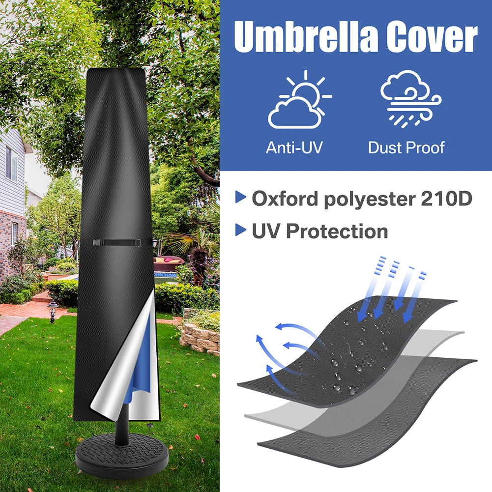 Waterproof Garden Parasol Cover UV & Windproof with Zipper