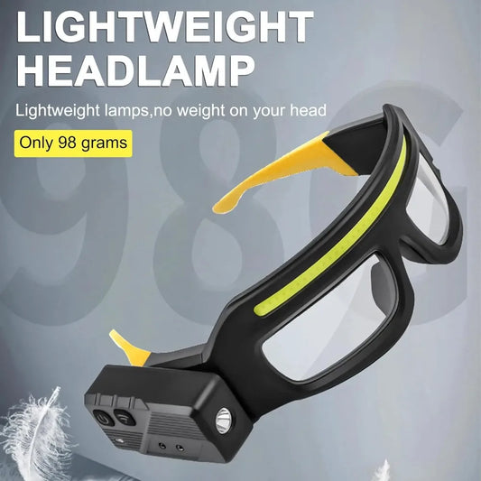 LED Headlamp Safety Glasses IPX4 Waterproof COB Type-C Rechargeable Dual Light Source Work Light Protective Eyewear Peaceful Pleasures Health and Wellness