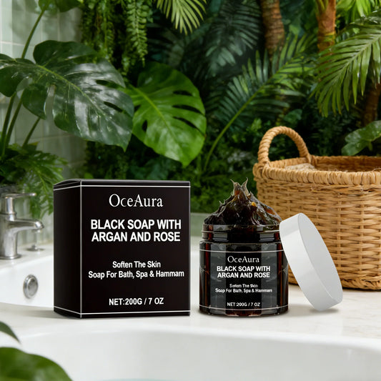 OceAura Black Soap Body Scrub – Acne Relief & Deep Cleanse