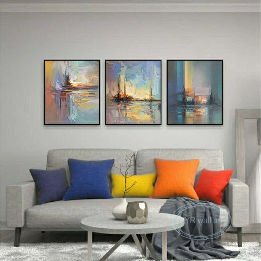 Abstract Art Oil Painting Handmade Canvas Hanging Poster Modern Combination Decorative Mural For Living Room Bedroom Restaurant Peaceful Pleasures Health and Wellness
