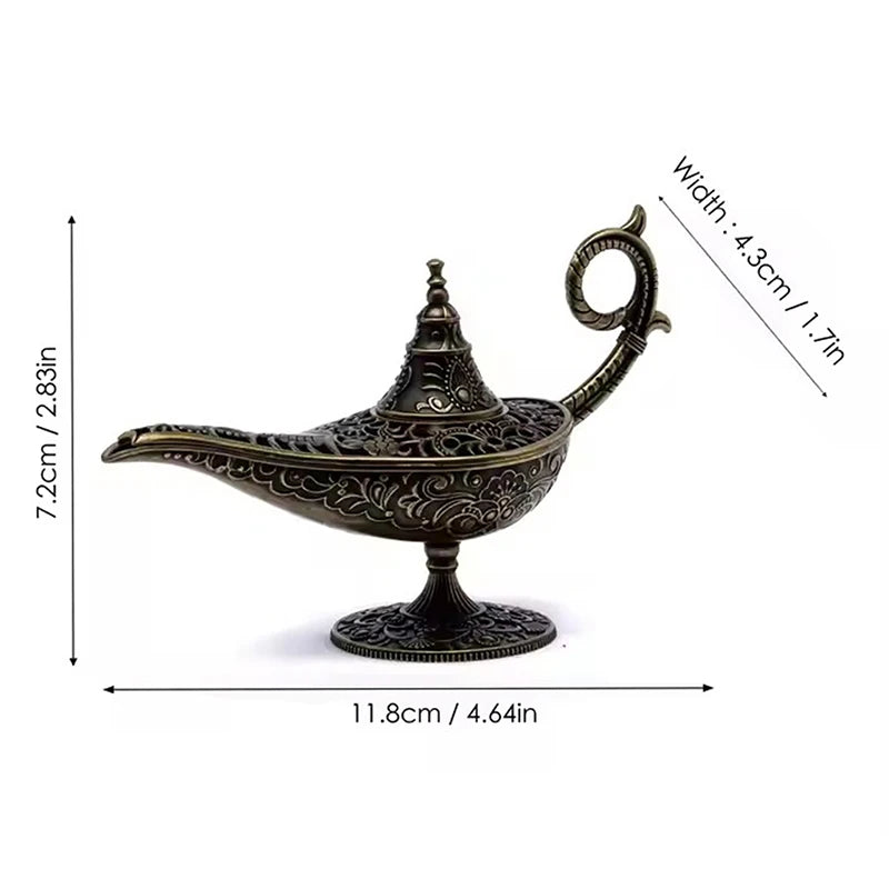 Antique Arabic Lamp Metal Cone Incense Burner & Candle Holder