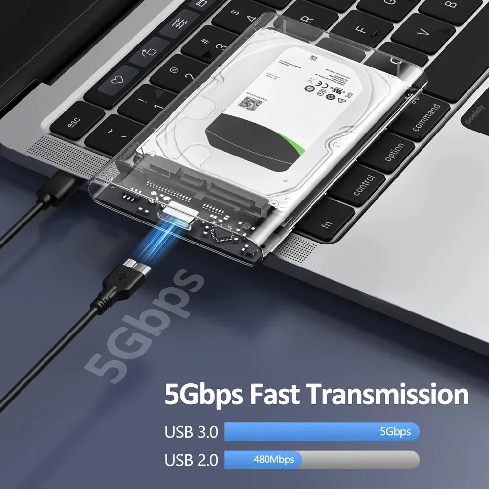 2.5 Inch Transparent Mobile External Hard Drive Case, SATA to USB 3.0/Type C Harddisk Boxs External Enclosure , 5Gbps Tool-Free Peaceful Pleasures Health and Wellness