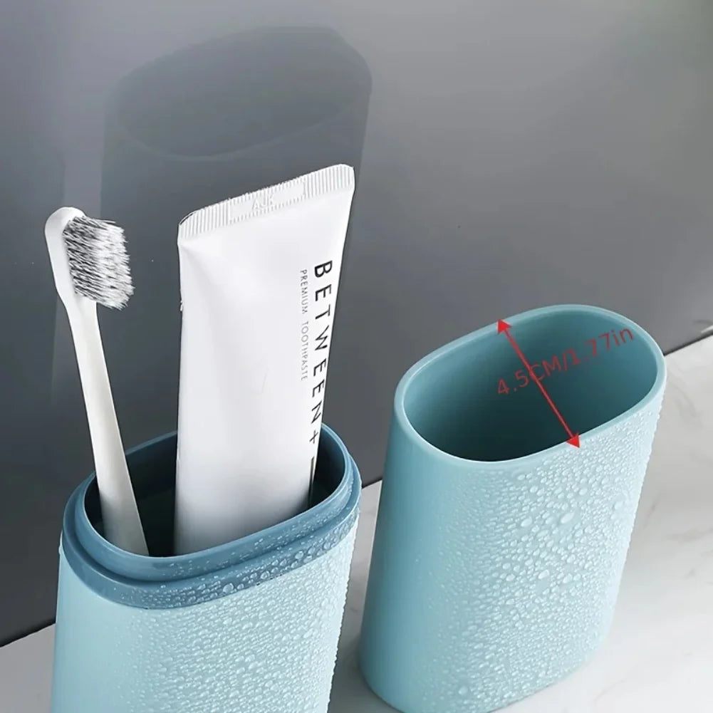 Portable Travel Toothbrush Holder Case & Mouthwash Cup