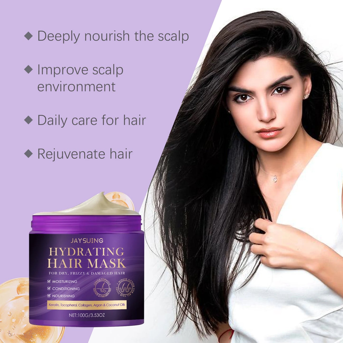 Collagen Moisturizing Hair Mask Nourish Scalp Enhance Hair Roots Improve Drying Reduce Hair Breakage Repair Hair Conditioners Peaceful Pleasures Health and Wellness