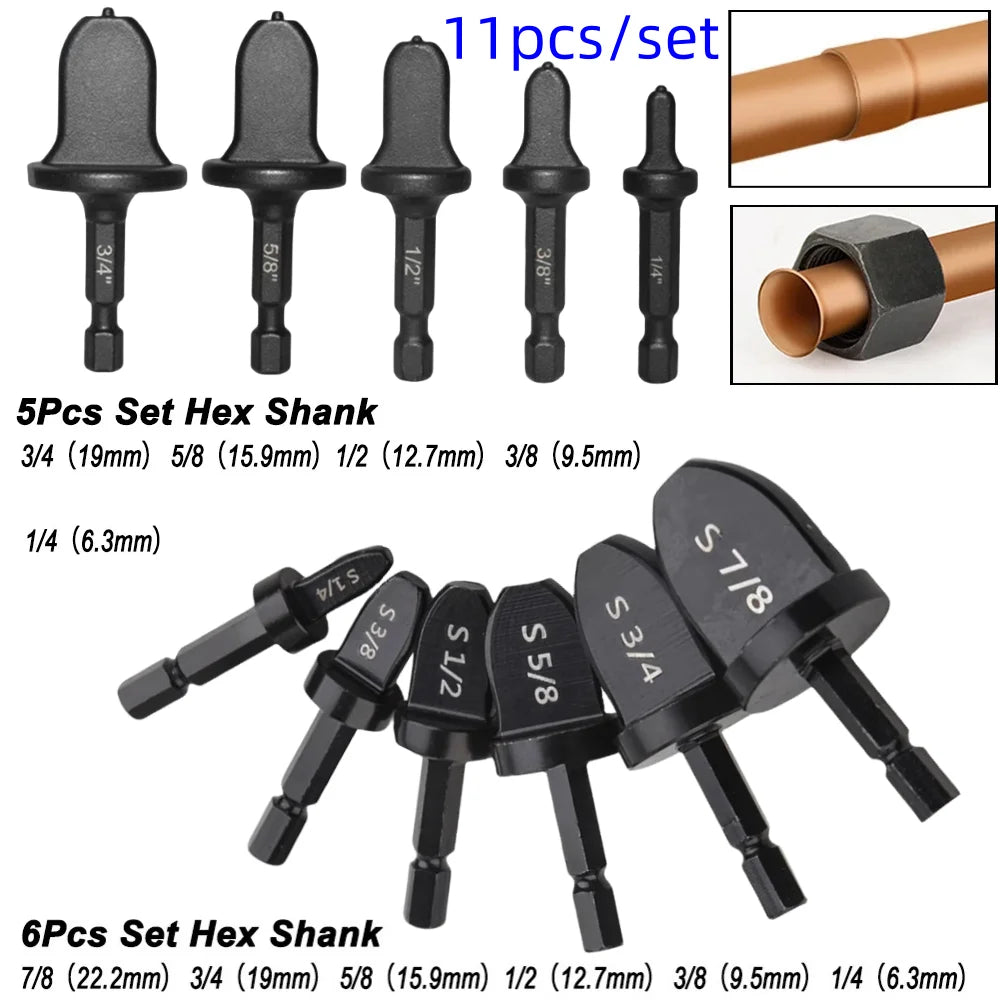 Copper Tube Pipe Expander Set – 5/6/11 Pc Hex Shank HVAC Tool Peaceful Pleasures Health and Wellness B C11pcs set