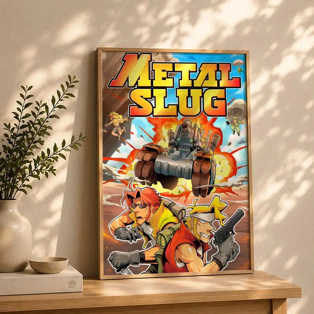 Game M-Metal SlugS Poster HD Self Adhesive Waterproof Wall Art Ideal for Home Office Dorm Bedroom Great Gift Peaceful Pleasures Health and Wellness White12 21X30cmNoframe