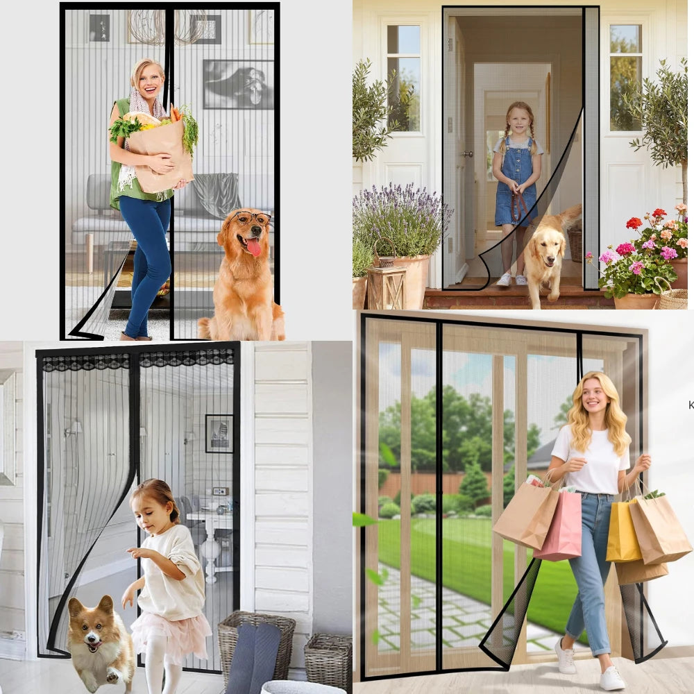 Magnetic Screen Door Net Self Closure Pets Dog Friendly Durable Fiberglass Mesh Curtain Keep Bugs Mosquito Out For Bedroom Door Peaceful Pleasures Health and Wellness