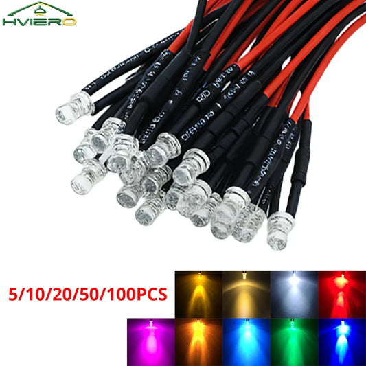 3mm Pre-Wired LED Bulbs DC 12V Water Clear | 5–100 Pack Pre-Wired LED Bulbs Oasis Select