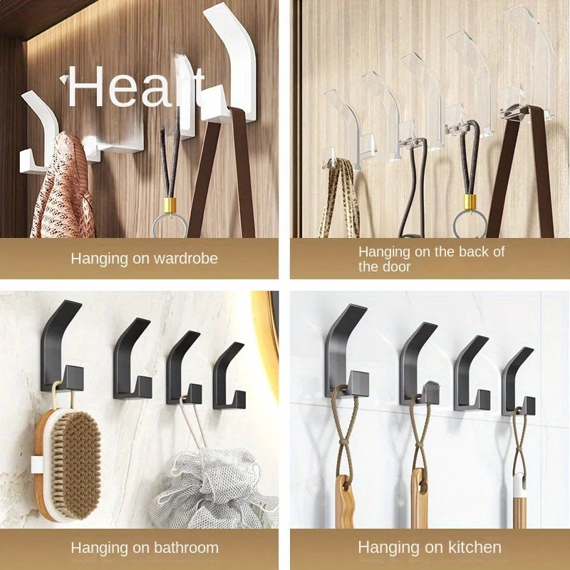 5-Piece Set without Punching Hook-Multifunctional, ABS Material, Suitable for Bedroom, Kitchen, Bathroom, Coat and Cap Storage, Peaceful Pleasures Health and Wellness