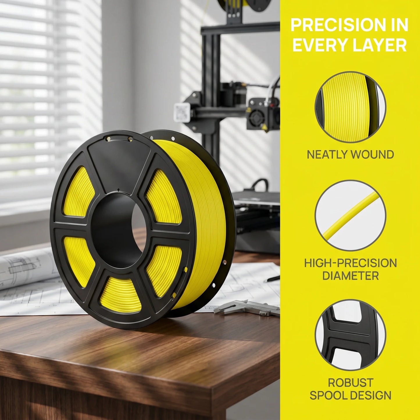 DINGSUN 3D PLA Filament 1.75mm 1KG Bundle – 4 Colors ±0.02mm