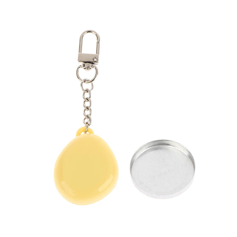 Colorful Keychain Empty Makeup Compact Diy Refill Case With Aluminum Tray Portable Cosmetic Storage Small Blush Container Peaceful Pleasures Health and Wellness Yellow Keychain