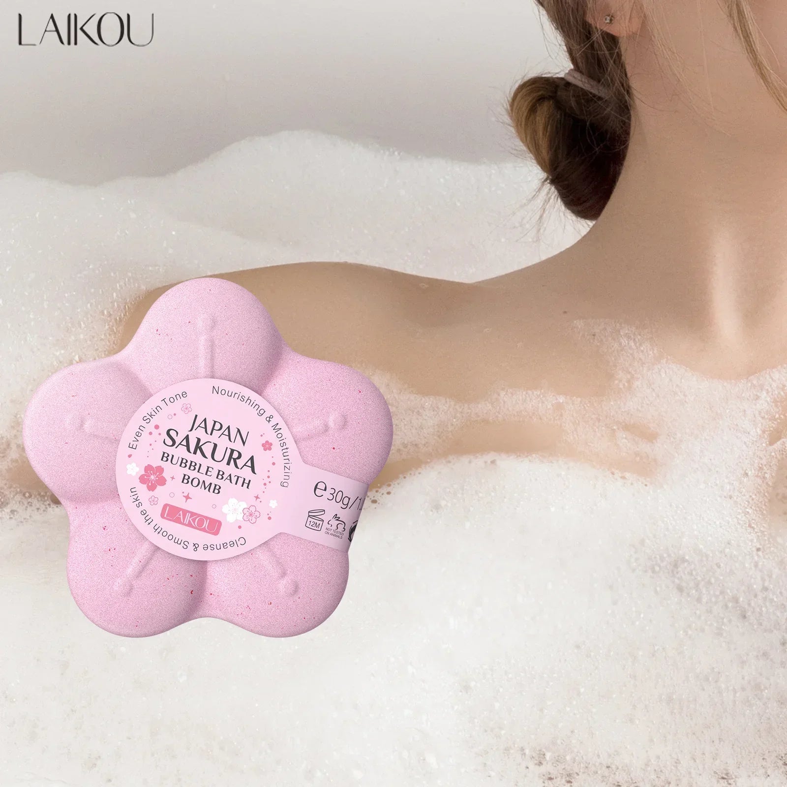 LAIKOU Sakura Bath Bomb – Cleansing & Moisturizing Peaceful Pleasures Health and Wellness