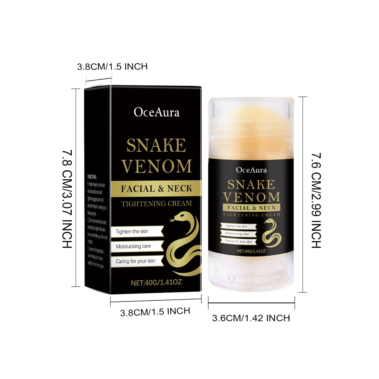 Snake Venom Neck Firming Stick – Anti-Aging Lifting Cream Peaceful Pleasures Health and Wellness 40g Boxed